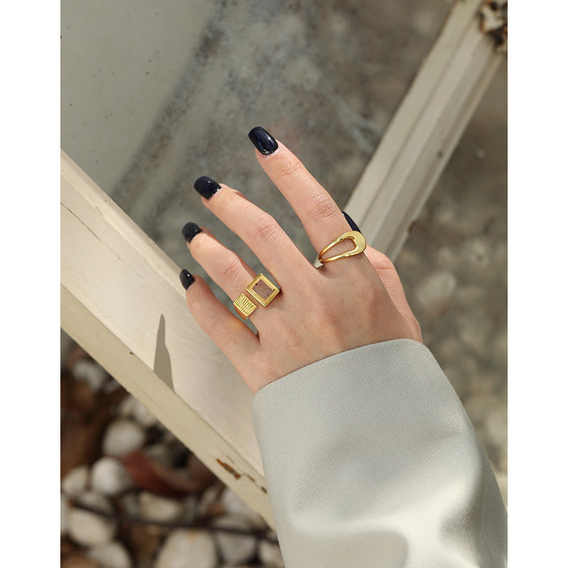 Lovcia Gold Plated Adjustable Ring 925 Sterling Silver-Rings-Yellow Gold-Yellow Gold