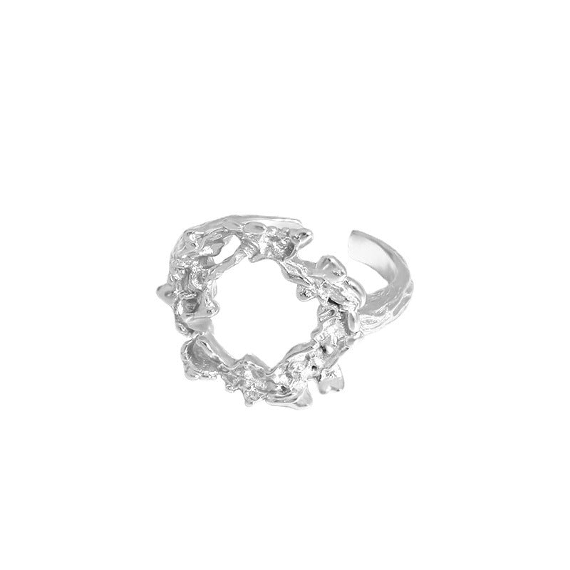 Lovcia Gold Plated Adjustable Ring Hollow Geometry 925-Rings-Silver-Silver