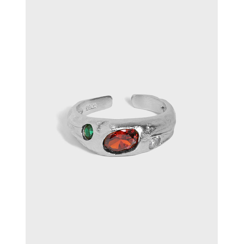 Lovcia Gold Plated Adjustable Ring With Oval CZ Stones-Rings-Yellow Gold & Pink CZ-Yellow Gold & Pink CZ