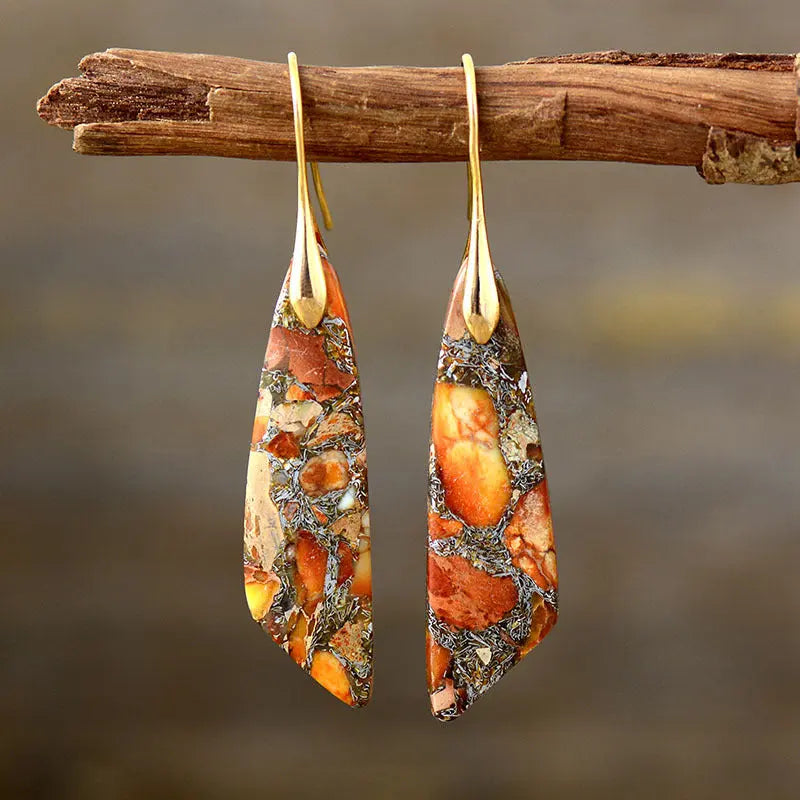 Lovcia Gold-Plated Copper Dangle Earrings-Earrings-Tangerine/Gold-One Size-Tangerine/Gold