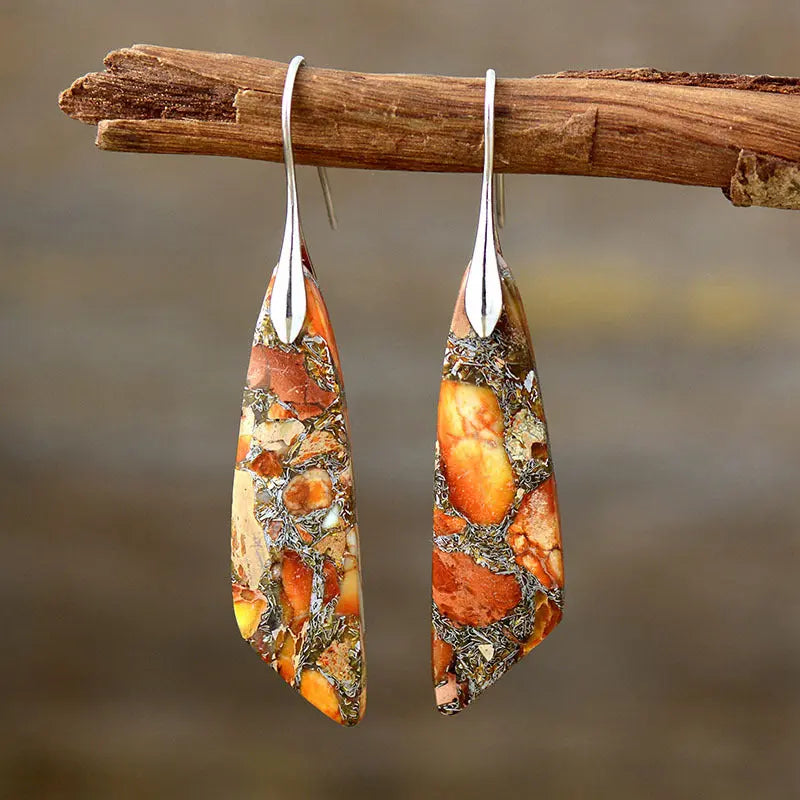 Lovcia Gold-Plated Copper Dangle Earrings-Earrings-Tangerine/Silver-One Size-Tangerine/Silver