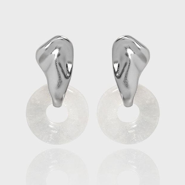 Lovcia Gold Plated Crystal Circle Sterling Silver Earrings-Earrings-Yellow Gold-Yellow Gold