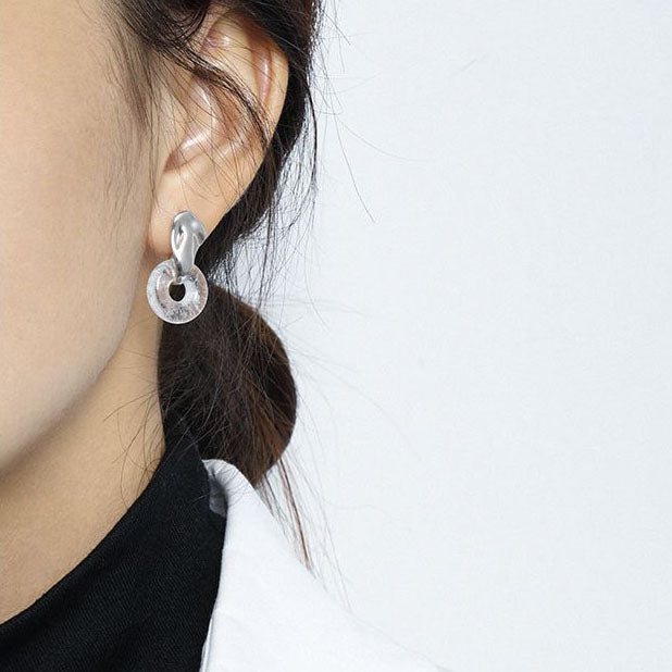 Lovcia Gold Plated Crystal Circle Sterling Silver Earrings-Earrings-Yellow Gold-Yellow Gold