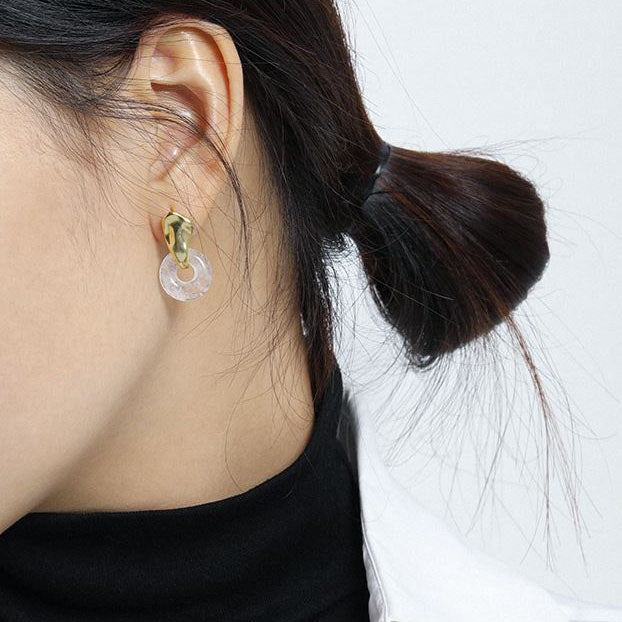 Lovcia Gold Plated Crystal Circle Sterling Silver Earrings-Earrings-Yellow Gold-Yellow Gold