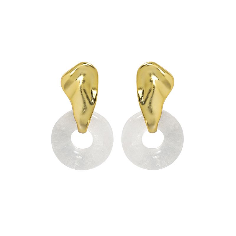 Lovcia Gold Plated Crystal Circle Sterling Silver Earrings-Earrings-Yellow Gold-Yellow Gold