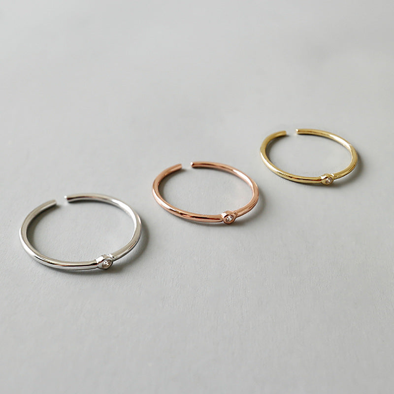 Lovcia Gold Plated CZ 925 Sterling Silver Adjustable Ring-Rings-Rose Gold-Rose Gold