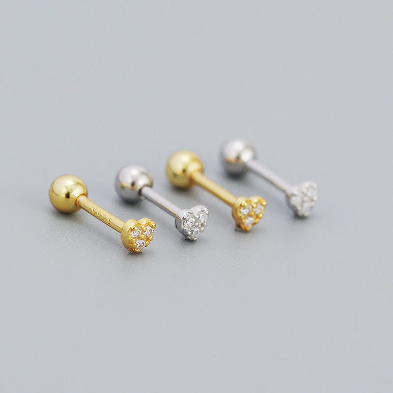 Lovcia Gold Plated CZ Mini Heart Stud Earrings 3mm 925-Earrings-Yellow Gold-Yellow Gold