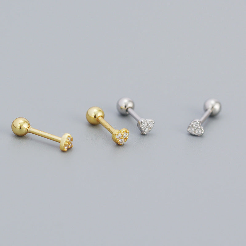 Lovcia Gold Plated CZ Mini Heart Stud Earrings 3mm 925-Earrings-Yellow Gold-Yellow Gold