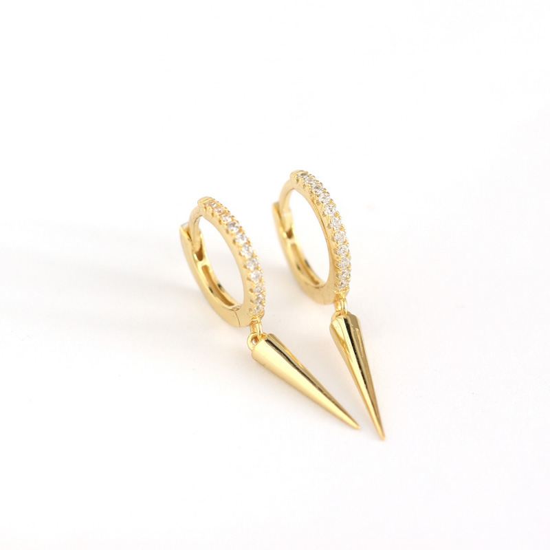 Lovcia Gold Plated CZ Rivet Hoop Earrings 26mm 8.5mm-Earrings-Silver-Silver