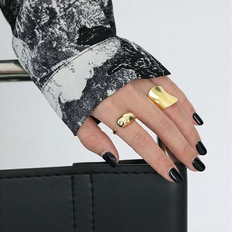 Lovcia Gold Plated Exaggerated Irregular Adjustable Ring-Rings-Yellow Gold-Yellow Gold