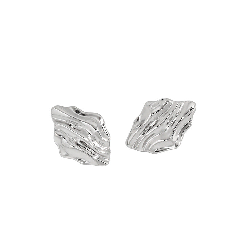Lovcia Gold Plated Geometry Irregular Stud Earrings 925-Earrings-Rhodium-Rhodium