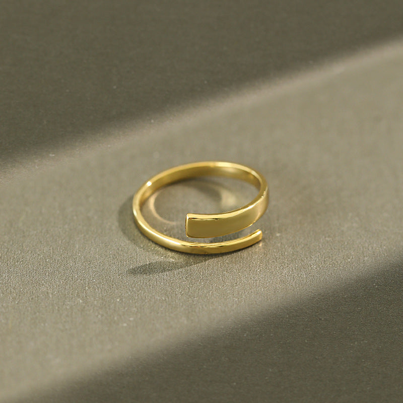 Lovcia Gold Plated Geometry Lines Ring 925 Adjustable-Rings-Yellow Gold-Yellow Gold