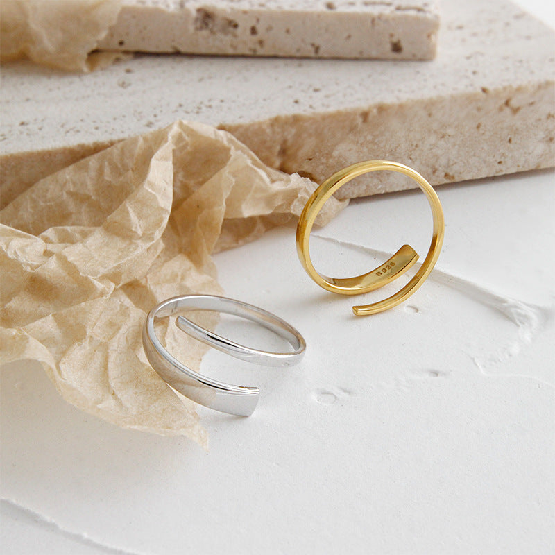 Lovcia Gold Plated Geometry Lines Ring 925 Adjustable-Rings-Yellow Gold-Yellow Gold