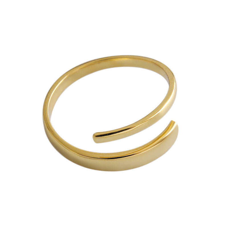 Lovcia Gold Plated Geometry Lines Ring 925 Adjustable-Rings-Yellow Gold-Yellow Gold