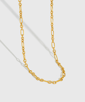 Lovcia Gold Plated Hollow Chain Necklace 925 Silver-Necklaces-Yellow Gold-Yellow Gold