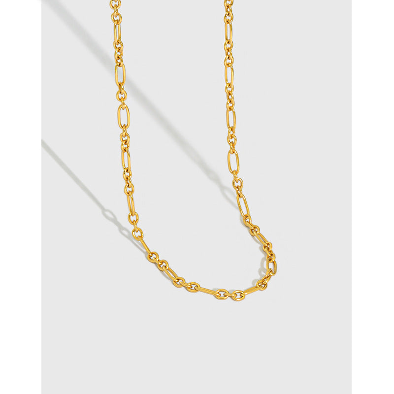 Lovcia Gold Plated Hollow Chain Necklace 925 Silver-Necklaces-Yellow Gold-Yellow Gold