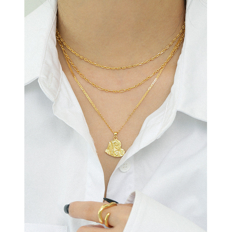 Lovcia Gold Plated Hollow Chain Necklace 925 Silver-Necklaces-Yellow Gold-Yellow Gold