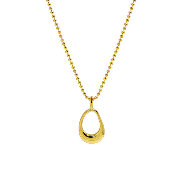 Lovcia Gold Plated Hollow Ellipse Necklace 410mm Adjustable-Necklaces-Yellow Gold-Yellow Gold