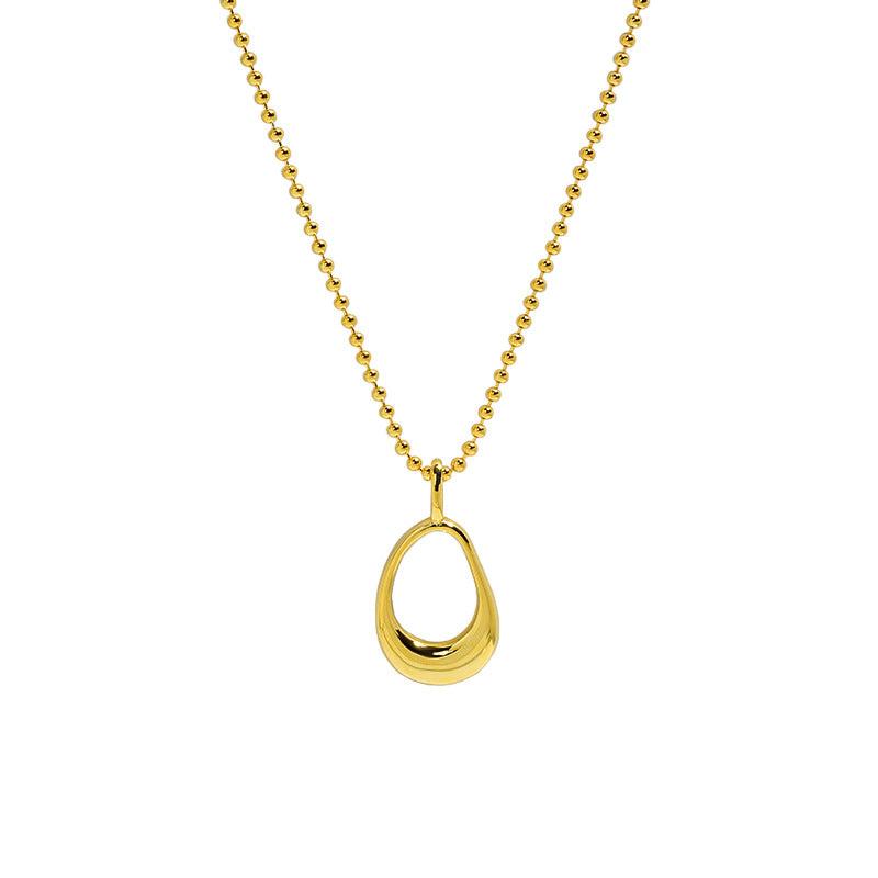Lovcia Gold Plated Hollow Ellipse Necklace 410mm Adjustable-Necklaces-Yellow Gold-Yellow Gold