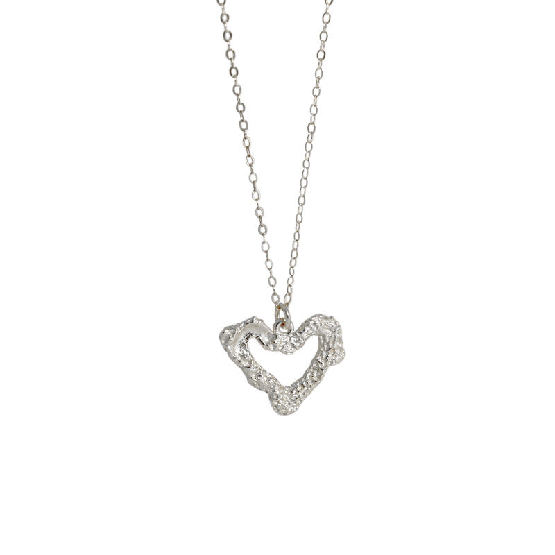 Lovcia Gold Plated Hollow Heart Necklace 925 Silver-Necklaces-Yellow Gold-Yellow Gold