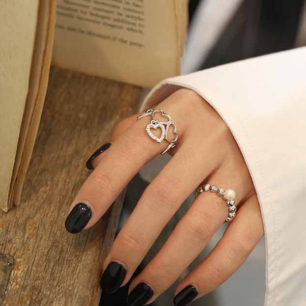 Lovcia Gold Plated Hollow Hearts Adjustable Open Size Ring-Rings-Yellow Gold-Yellow Gold