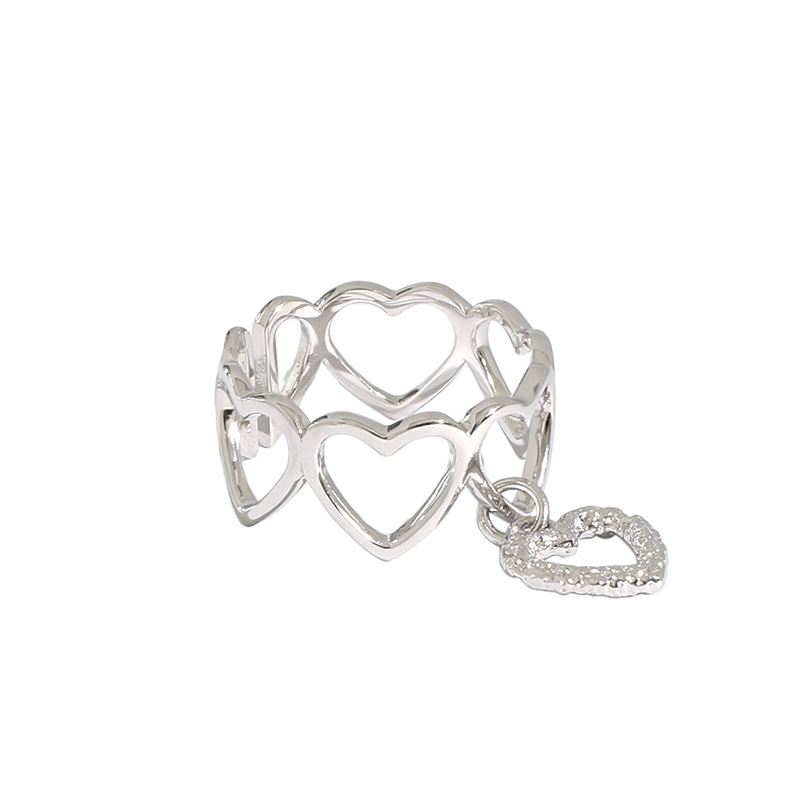 Lovcia Gold Plated Hollow Hearts Adjustable Open Size Ring-Rings-Yellow Gold-Yellow Gold