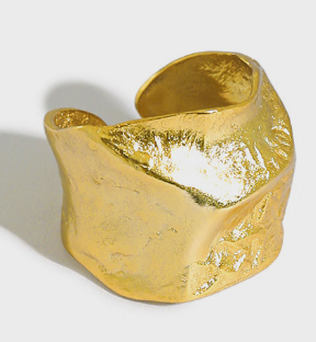 Lovcia Gold Plated Irregular 925 Sterling Ring Adjustable-Rings-Yellow Gold-