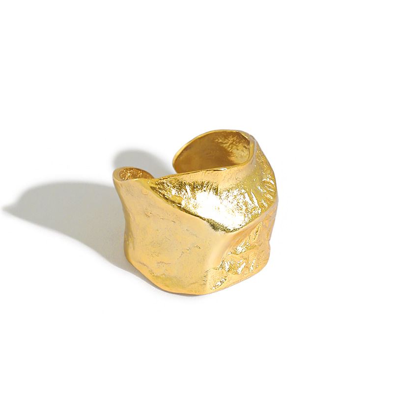 Lovcia Gold Plated Irregular 925 Sterling Ring Adjustable-Rings-Yellow Gold-