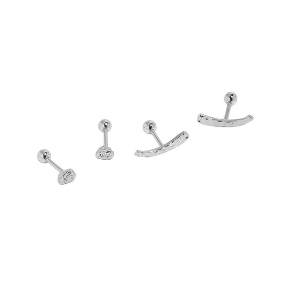 Lovcia Gold Plated Irregular Beads Arc 925 Stud Earrings-Earrings-Arc & Yellow Gold-Arc & Yellow Gold