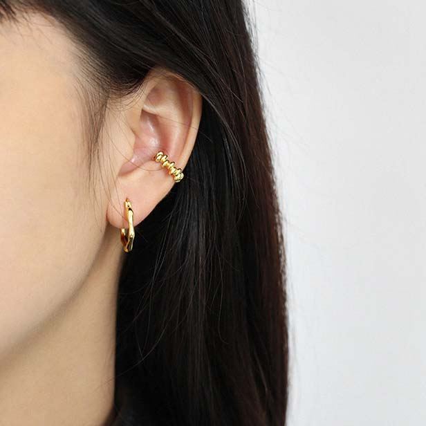 Lovcia Gold Plated Irregular Geometry Hoop Earrings 17x19mm-Earrings-Yellow Gold-Yellow Gold