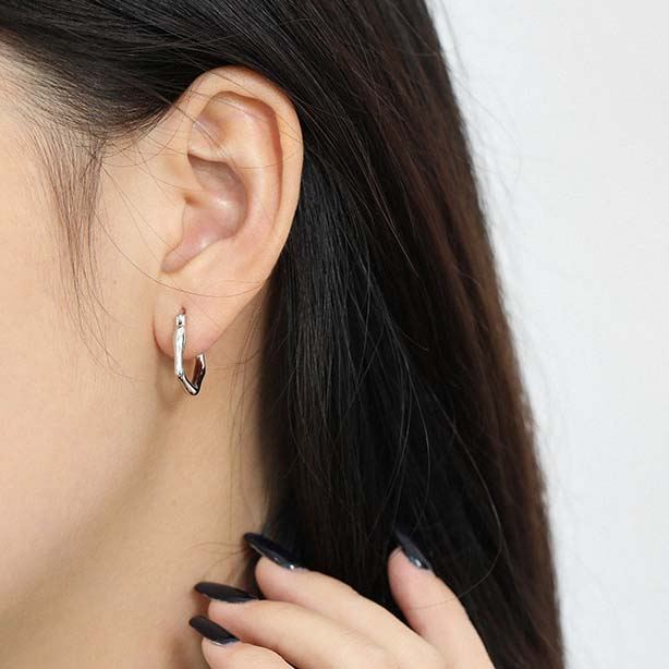 Lovcia Gold Plated Irregular Geometry Hoop Earrings 17x19mm-Earrings-Yellow Gold-Yellow Gold