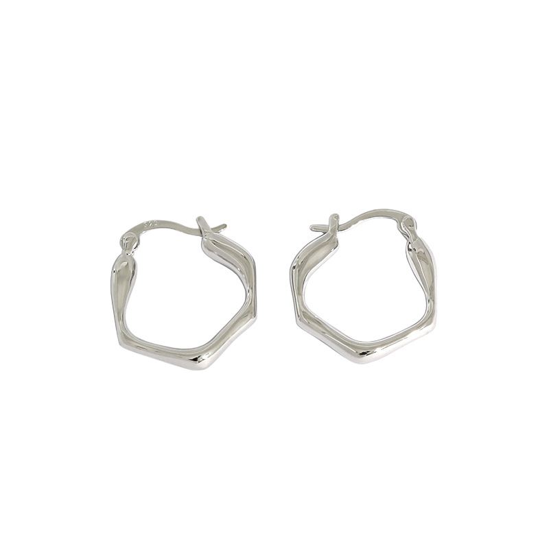 Lovcia Gold Plated Irregular Geometry Hoop Earrings 17x19mm-Earrings-Yellow Gold-Yellow Gold
