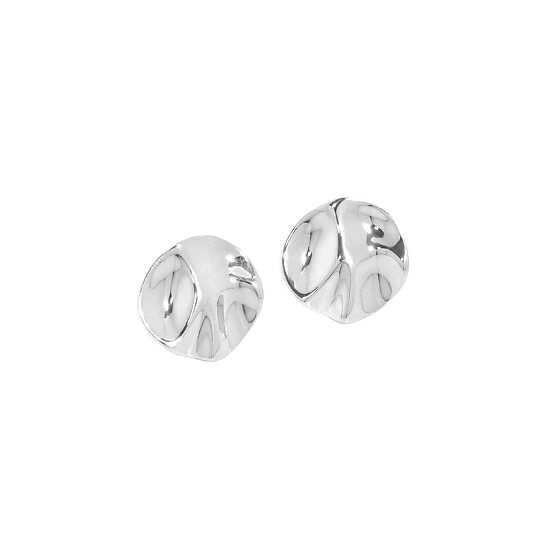 Lovcia Gold Plated Irregular Round 12.3mm Stud Earrings-Earrings-Silver-Silver