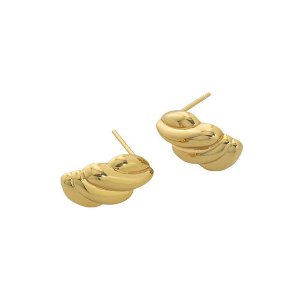 Lovcia Gold Plated Irregular Twisted Stud Earrings 9x16mm-Earrings-Yellow Gold-Yellow Gold