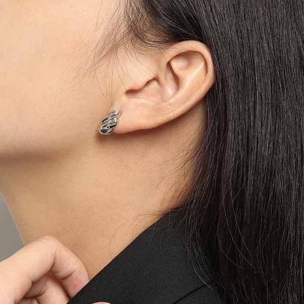 Lovcia Gold Plated Irregular Twisted Stud Earrings 9x16mm-Earrings-Yellow Gold-Yellow Gold