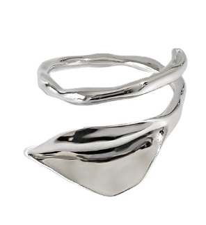 Lovcia Gold Plated Leaf 925 Sterling Silver Adjustable Ring-Rings-Silver-