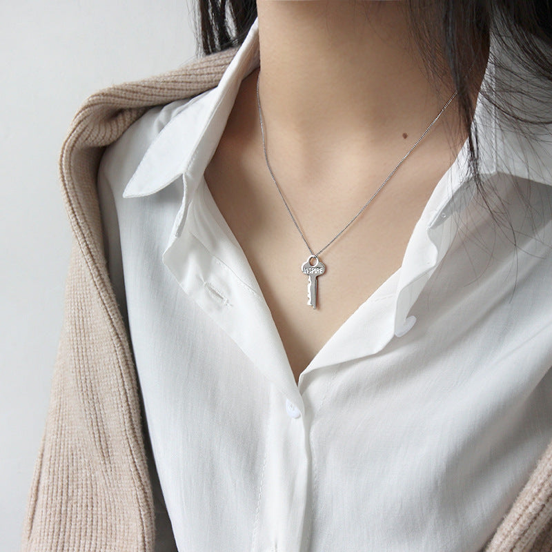 Lovcia Gold Plated Letter Key Necklace 28x14mm 450mm Chain-Necklaces-Yellow Gold-Yellow Gold