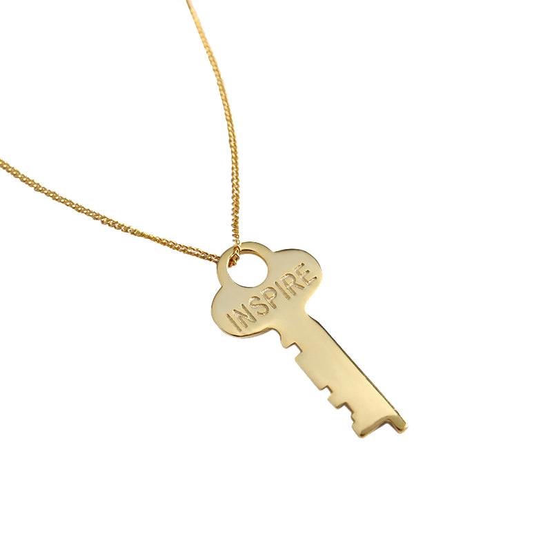 Lovcia Gold Plated Letter Key Necklace 28x14mm 450mm Chain-Necklaces-Yellow Gold-Yellow Gold