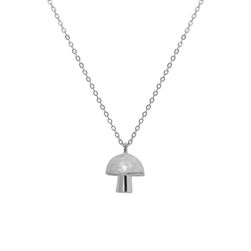 Lovcia Gold Plated Mushroom Pendant Necklace 410mm Chain-Necklaces-Yellow Gold & White Mushroom-Yellow Gold & White Mushroom