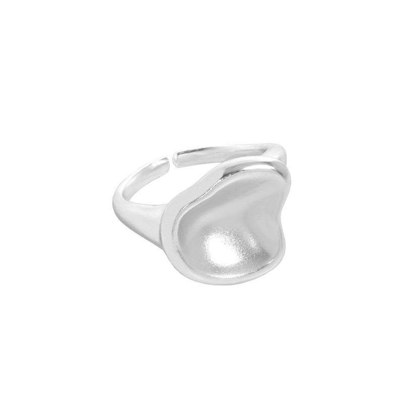 Lovcia Gold Plated Open Lip Adjustable Ring 925 Silver-Rings-Silver-Silver