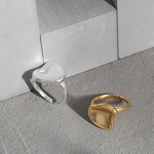 Lovcia Gold Plated Open Lip Adjustable Ring 925 Silver-Rings-Yellow Gold-Yellow Gold
