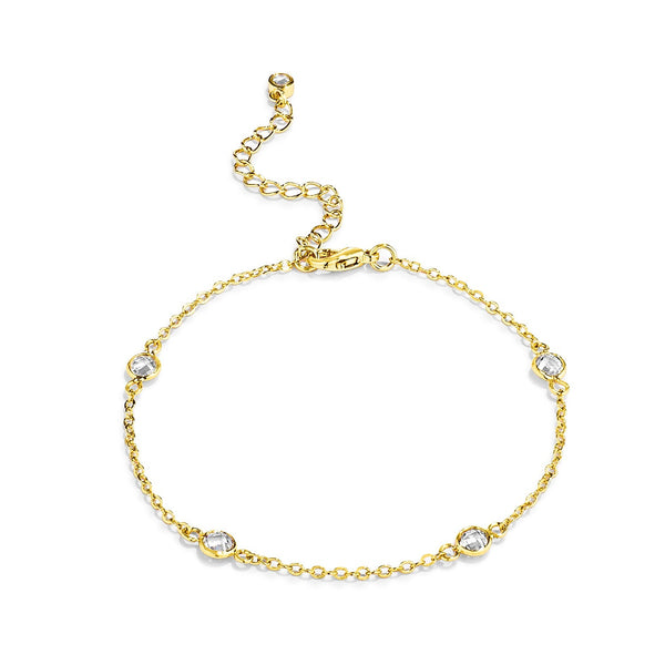Lovcia Gold Plated Saturn Bracelet with CZ Round Bezel Stones-Bracelets-