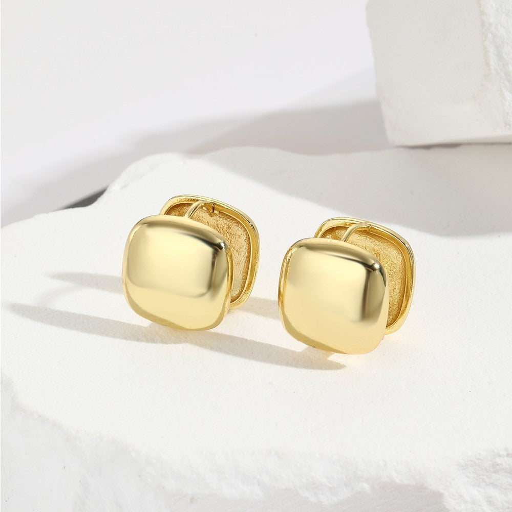 Lovcia Gold-Plated Sculptural Hoop Earrings - Modern Minimalist Chunky Jewellery for Women-Earrings-ZYNDME383G-ZYNDME383G