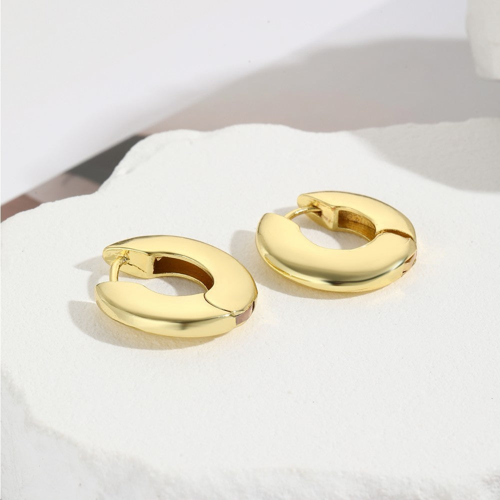 Lovcia Gold-Plated Sculptural Hoop Earrings - Modern Minimalist Chunky Jewellery for Women-Earrings-ZYNDME394G-ZYNDME394G