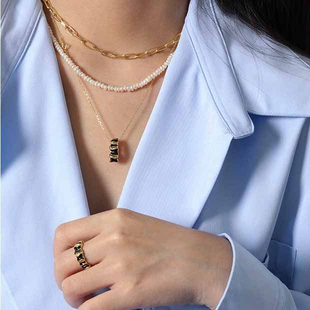 Lovcia Gold Plated Serpentine Snake Pendant Necklace-Necklaces-Yellow Gold-Yellow Gold