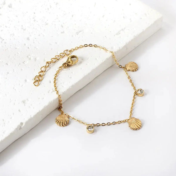 Lovcia Gold Plated Stainless Steel Cherry Charm Bracelet with Sparkling Crystal for Women-Bracelets-Silver-Silver