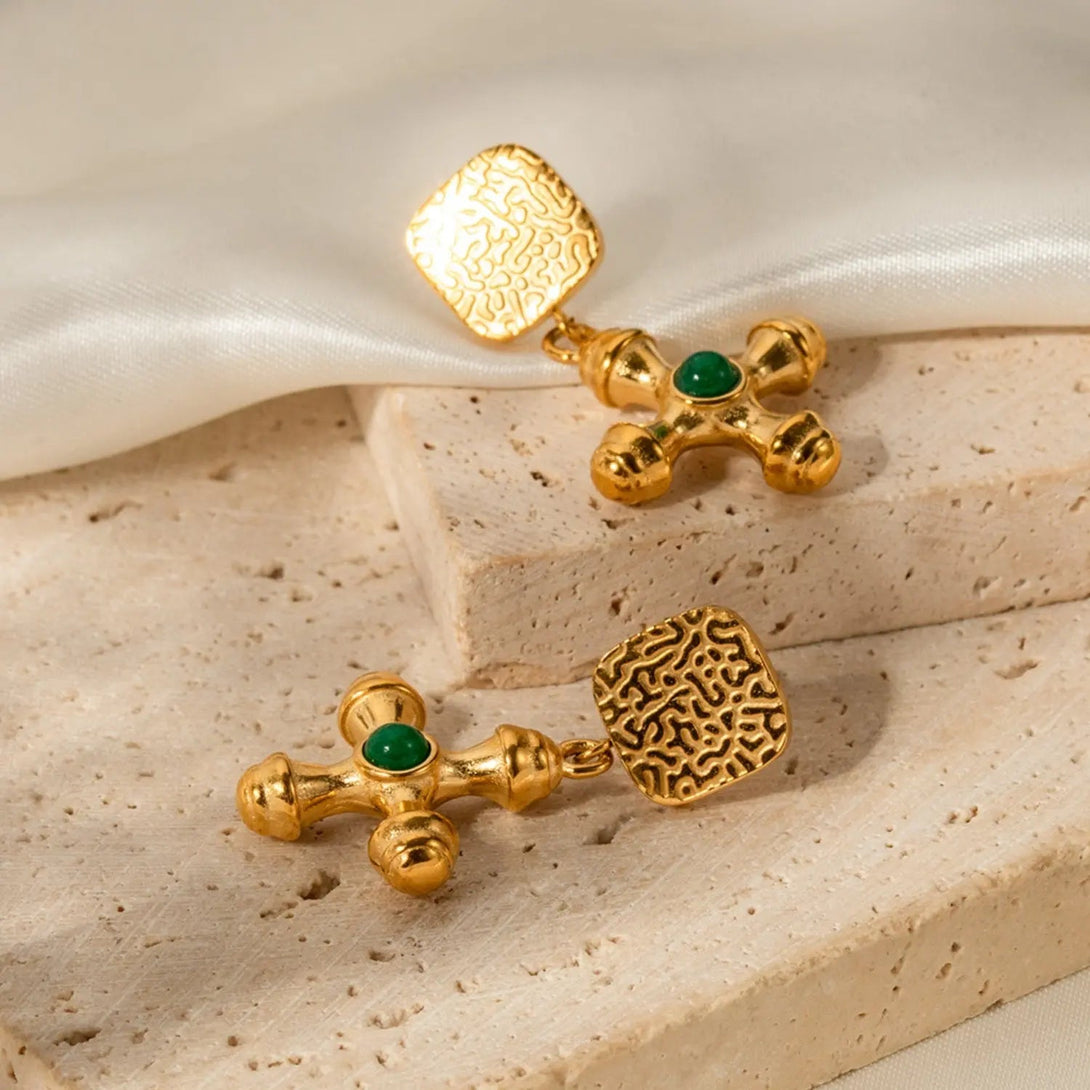 Lovcia Gold-Plated Stainless Steel Cross Shape Earrings-Earrings-Style B-One Size-Style B