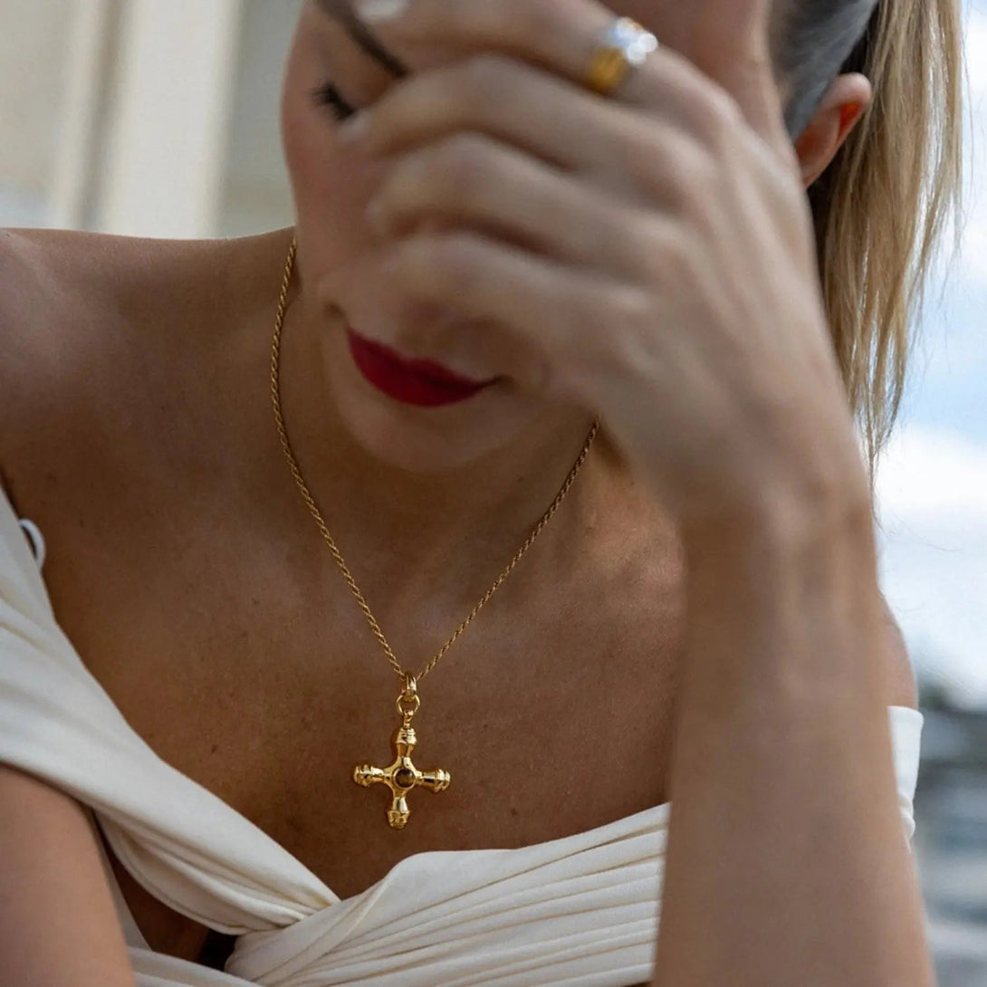 Lovcia Gold-Plated Stainless Steel Cross Shape Pendant Necklace-Necklaces-Style A-One Size-Style A