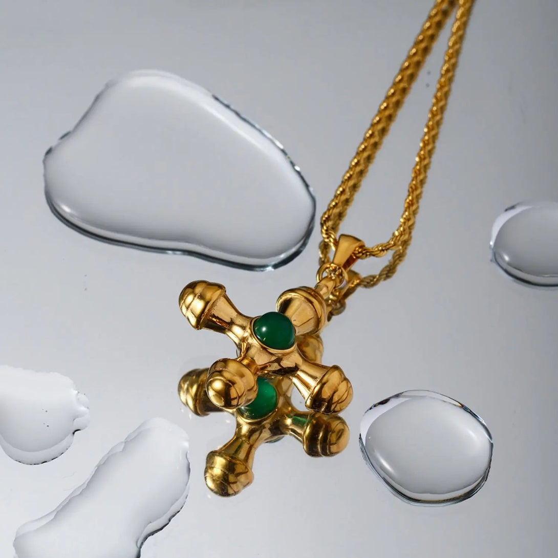 Lovcia Gold-Plated Stainless Steel Cross Shape Pendant Necklace-Necklaces-Style A-One Size-Style A