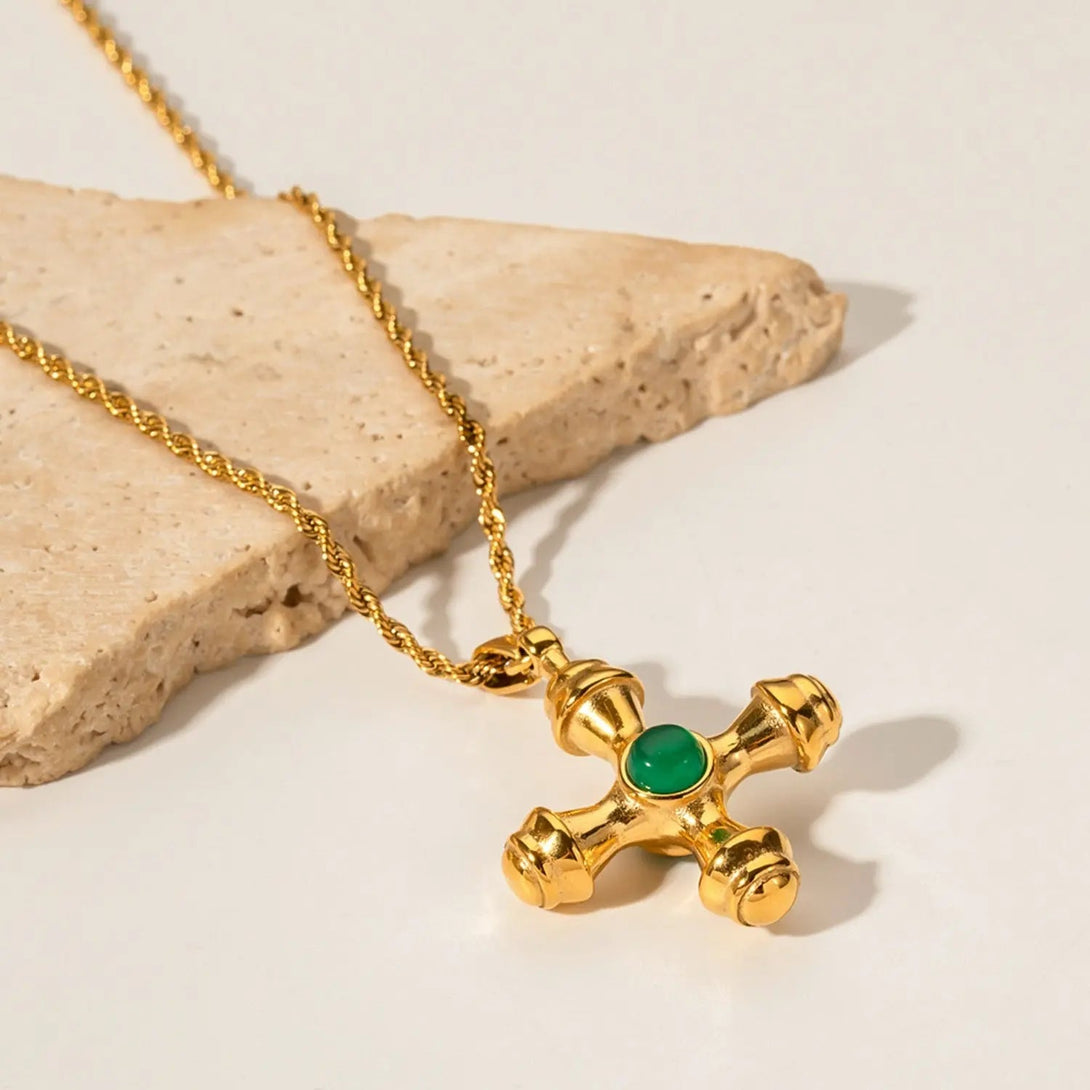Lovcia Gold-Plated Stainless Steel Cross Shape Pendant Necklace-Necklaces-Style B-One Size-Style B